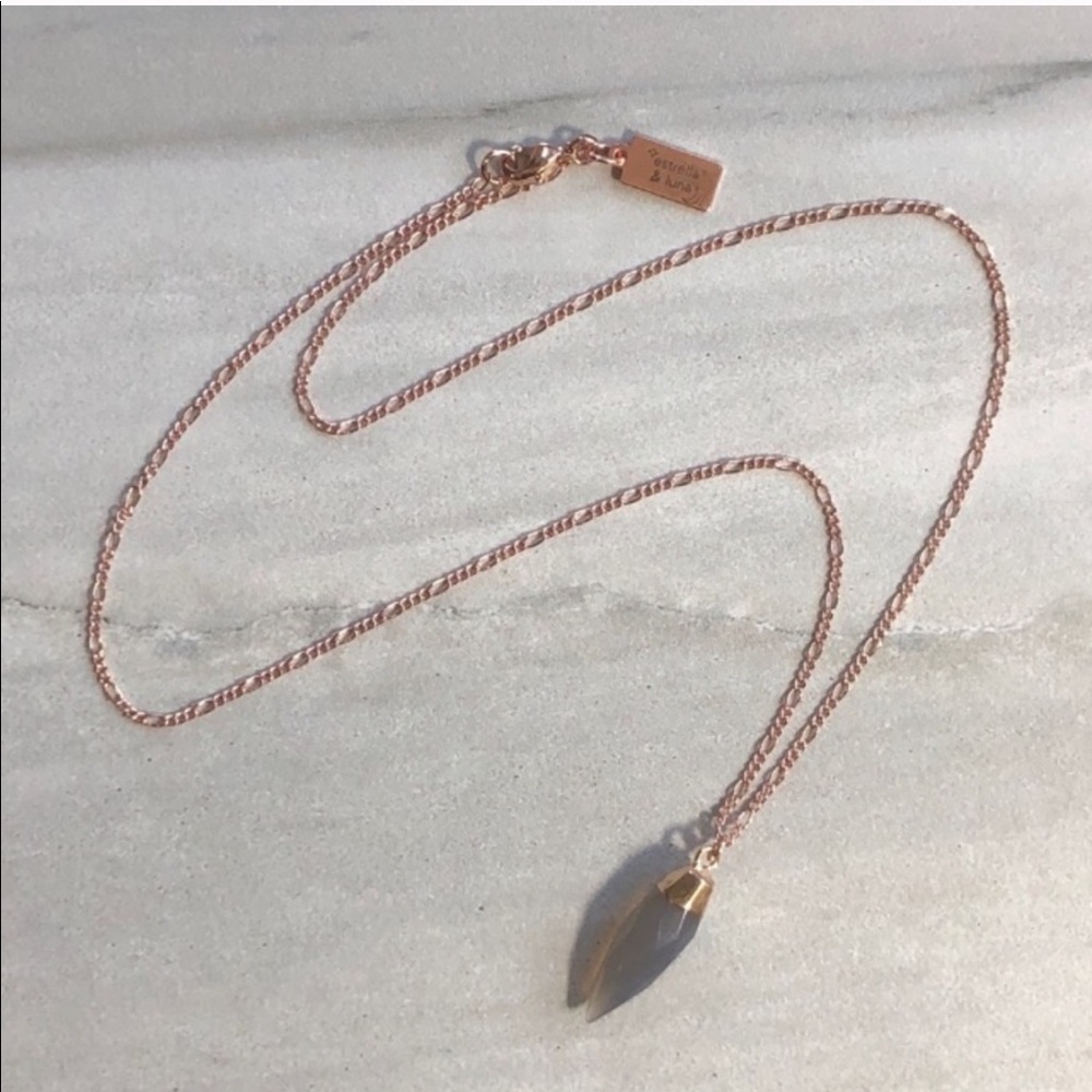 Crystal 14k Rose Gold Plated Boho Pendant Necklace